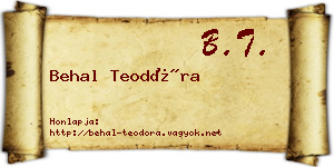 Behal Teodóra névjegykártya